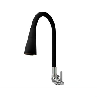 Torneira Flexível Cozinha Preto Parede Duplo Jato Cone 1/4