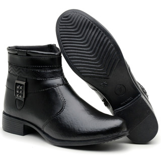 Bota Coturno Feminina Cano Curto Social Casual Preto