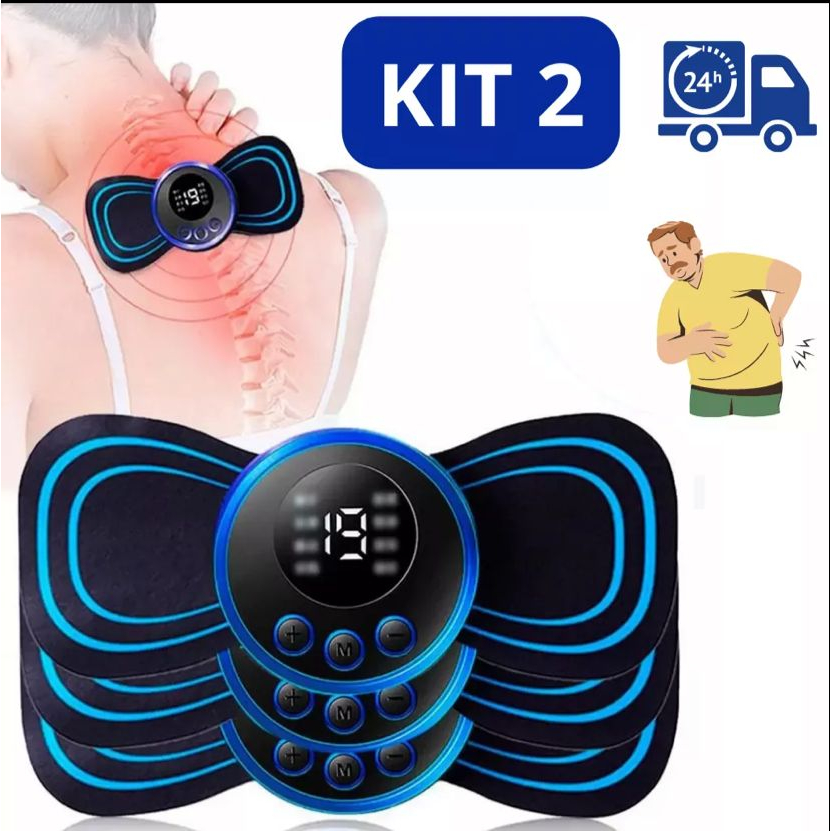 KIT 2 Mini Massageador EMS Estimulador Elétrico de Pescoço Portátil Alívio Da Dor Muscular Cervical