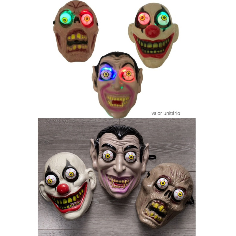 Máscara Assustador Com Led Vampiro Halloween Para Festa Dia Da Bruxas