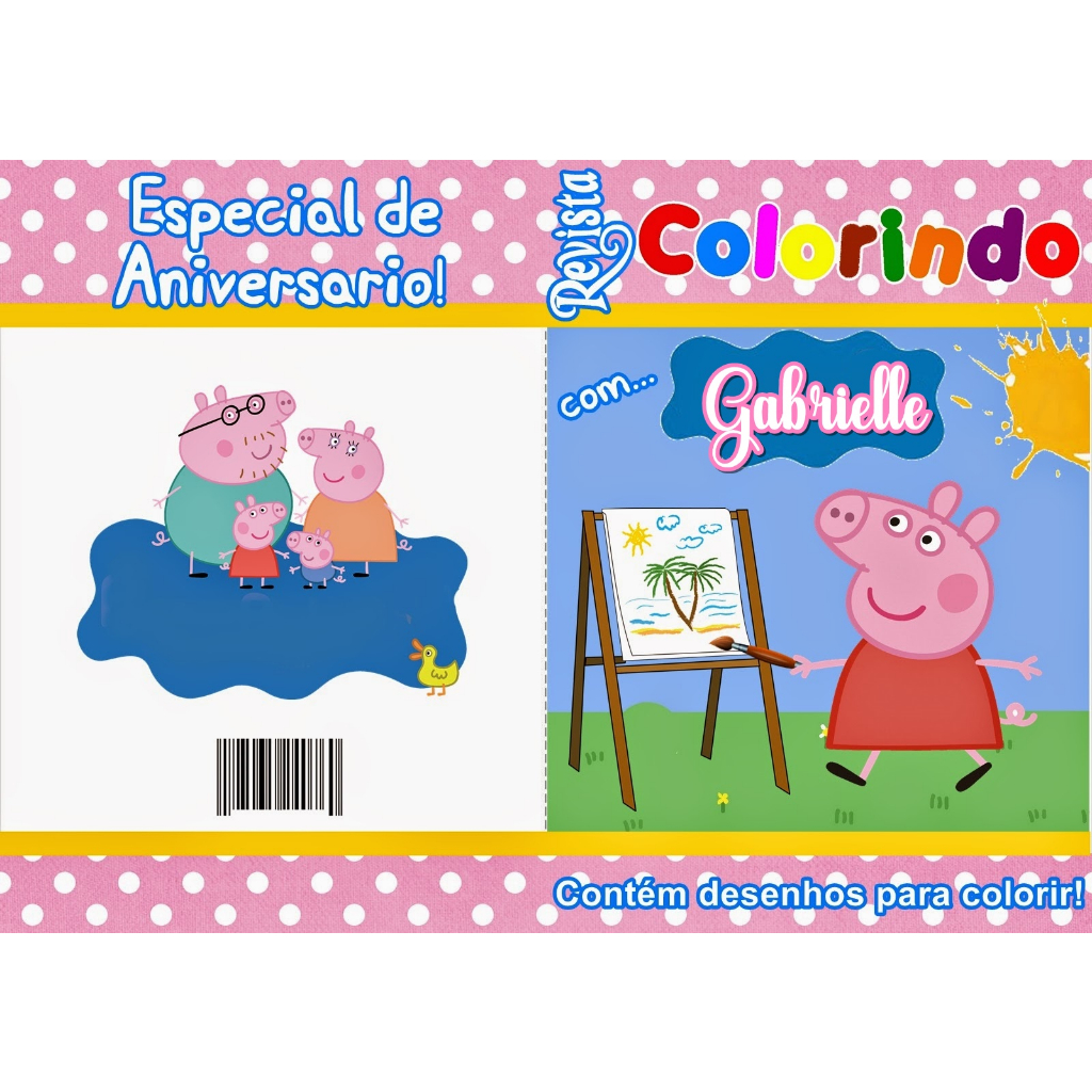 10, 20 OU 30 Livros De Colorir Personalizado / Revistinha de Colorir - PEPPA PIG-GRANDE- CAPA PAPEL DE FOTO