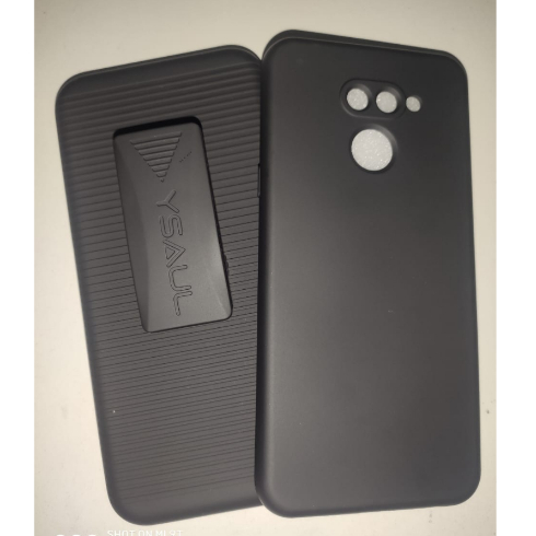 Capinha Capa Suporte Cintura LG K12 MAX Preta Belt Clip adaptado com capa de silicone camurça