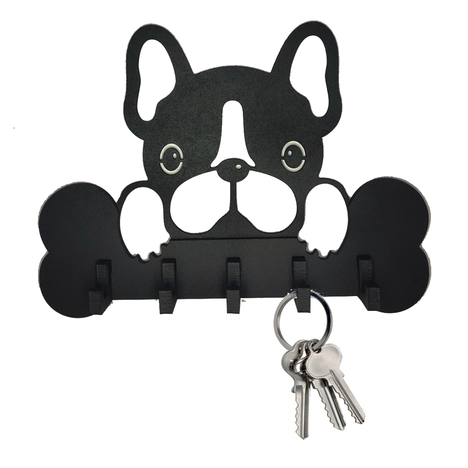 Porta Chaves Criativo BULLDOG OSSINHO  em MDF Preto em Oferta na Shopee