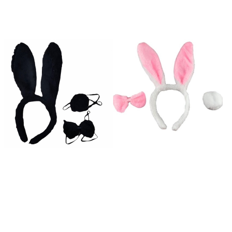 Kit Arco De Coelho Com Rabinho e Gravata Festa Fantasia Decoração