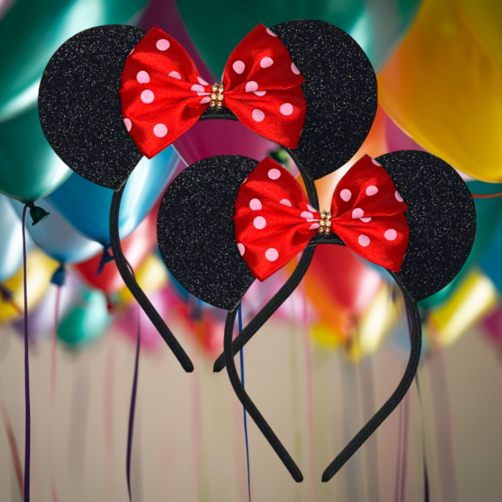 4 UNIDADES TIARA MINNIE MOUSE Orelha Laço Vermelho