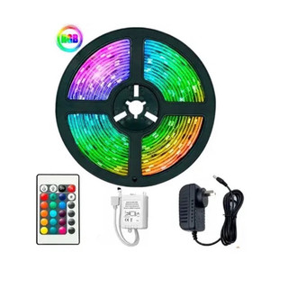 Fita LED RGB 3528 Colorida 5m 300 Leds com Controle Decoração Quarto Casa Loja Gesso Teto