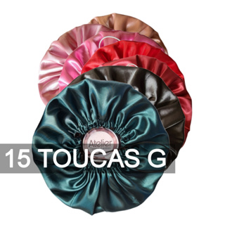 Kit 15 Toucas Cetim G Dupla Face Com Elástico Regulável em Oferta na Shopee