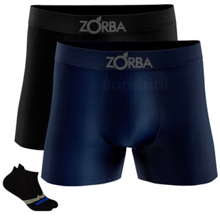 Kit 2 Cuecas Zorba Boxer Sem Costura Masculinas + 2 Meias Promoção