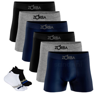 Kit 6 Cueca Boxer Zorba Masculino Box Adulto + 4 Meias Promoção