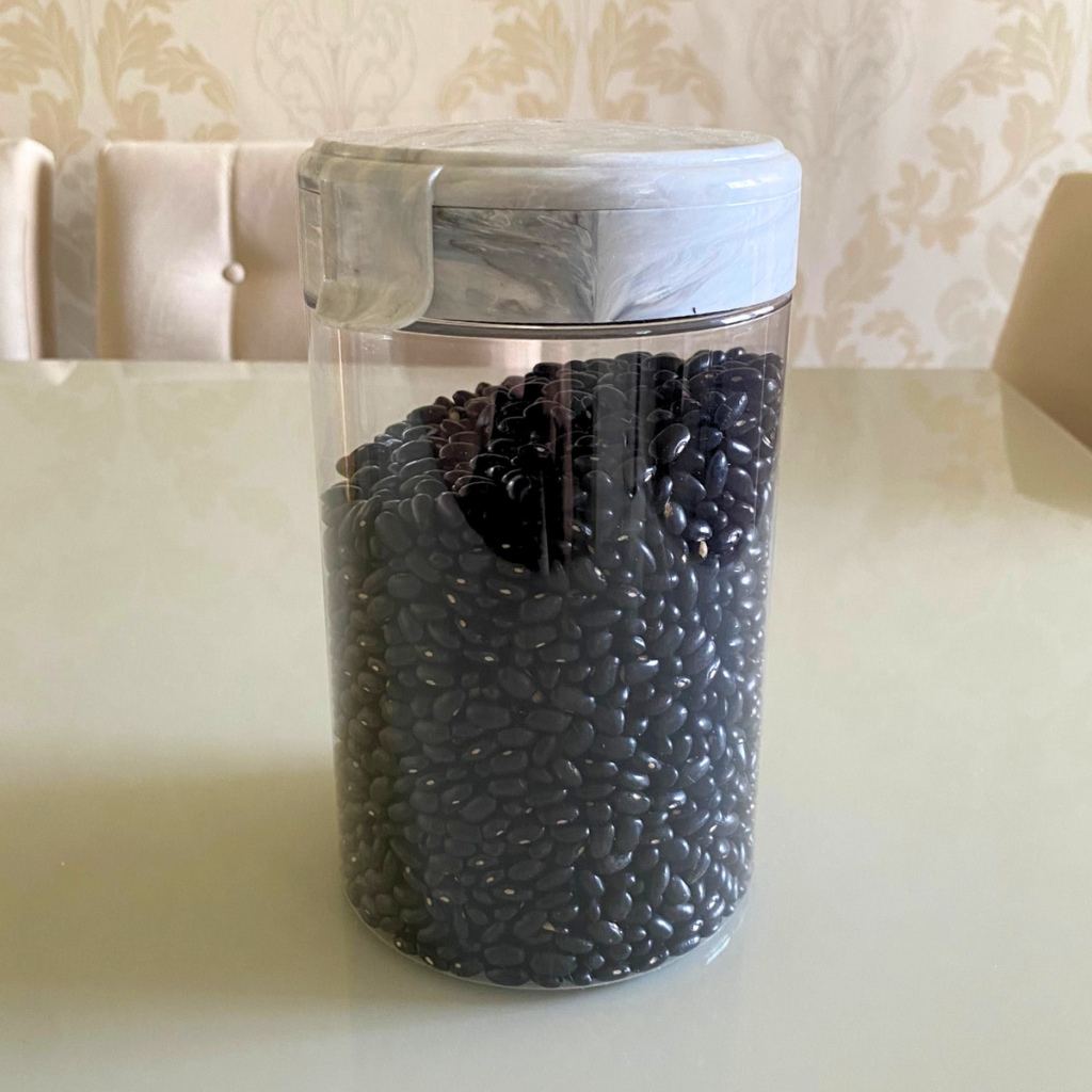Kit 3 Pote 1,5L Plástico Transparente Tampa de Rosca e Encaixe Carrara Premium Conjunto Arroz Feijão