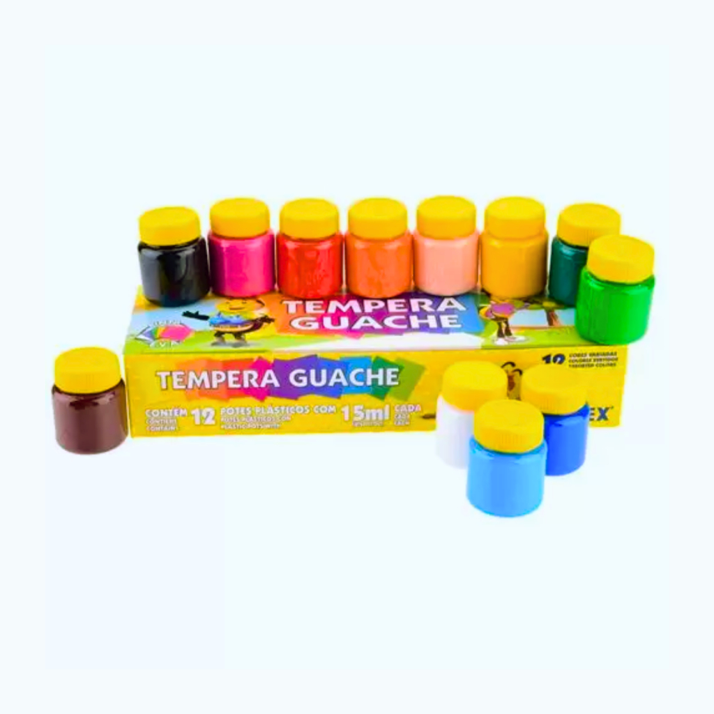Tinta Guache Acrilex- Caixa Com 12 Cores 15Ml Cada em Oferta na Shopee