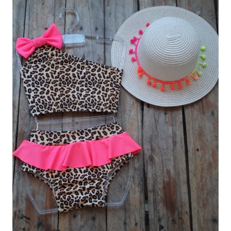 biquíni infantil onça em Oferta na Shopee