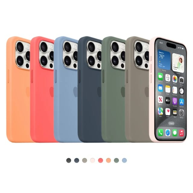 Capa Anti-impacto Silicone para iPhone 15, iPhone 15 Pro, iPhone 15 Pro Max Cores