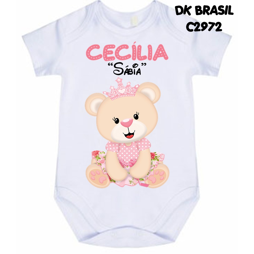 Body Ursa Princesa Significado do nome Cecília C2972 em Oferta na Shopee