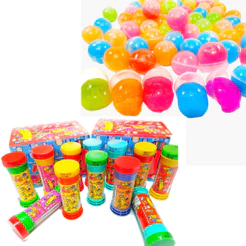 30 Cxs Giz De Cera Pequeno 5 Cores + 30 Bolha De Sabão + 30 Slime + 30 Gruda Lembrancinha P/ Criança