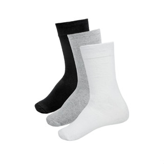 Kit 3 Pares de Meias Cano Médio Adulto Canelada Lisa Esportiva