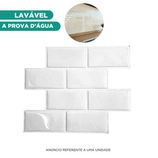 Pastilha Adesiva Banheiro Cozinha Tipo Tijolinho 24 Cm x 24 Cm (Unitário) Metrô White Subway Decoração Banheiro Achadinhos