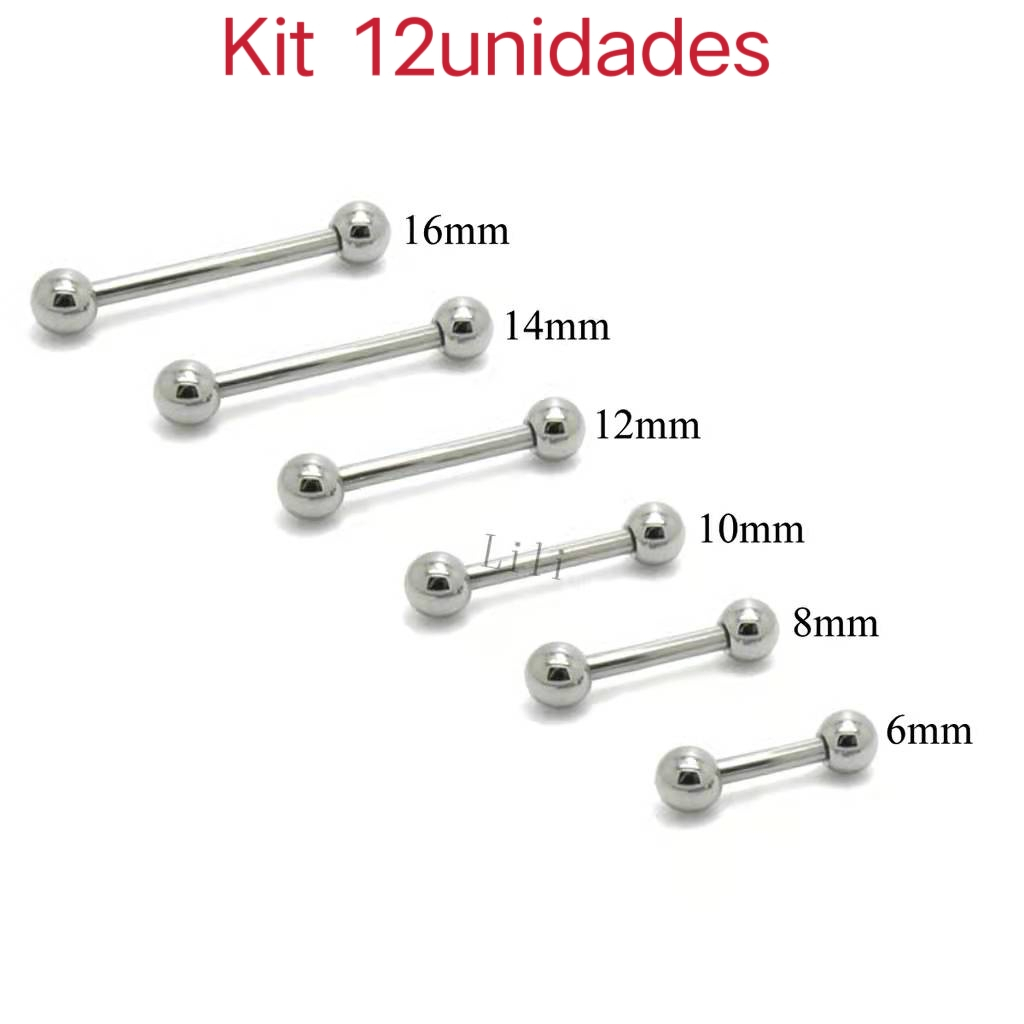 Kit 12/24 Piercing micro Bell  Reto / Industrial Varios Tamanhos em Oferta na Shopee