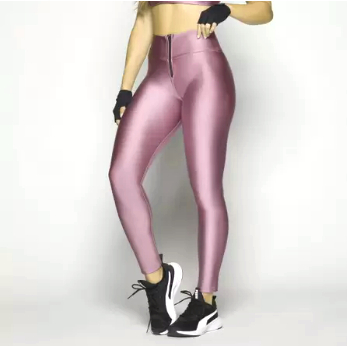 PROMO BLACK FRIDAY - Calça Disco Cirre Hot Pants - Legging Skinny Cintura Alta - Rosê - Tam M - Veste até Tam 42