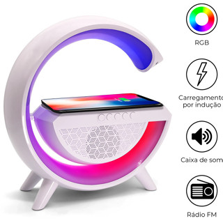 Caixinha De Som G-speaker smart station Carregador Indução Sem Fio Multifunçao Altofalante Bluetooth pra iphone e android iluminaria
