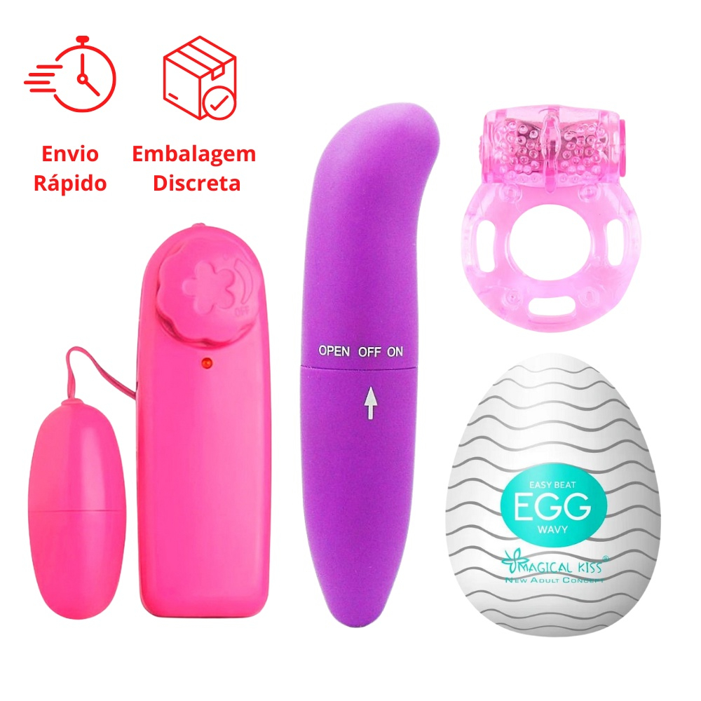 Kit Vibrador Feminino, Anel, Vibro Bullet, Egg Masturbador - Kit Com 04 Itens em Oferta na Shopee