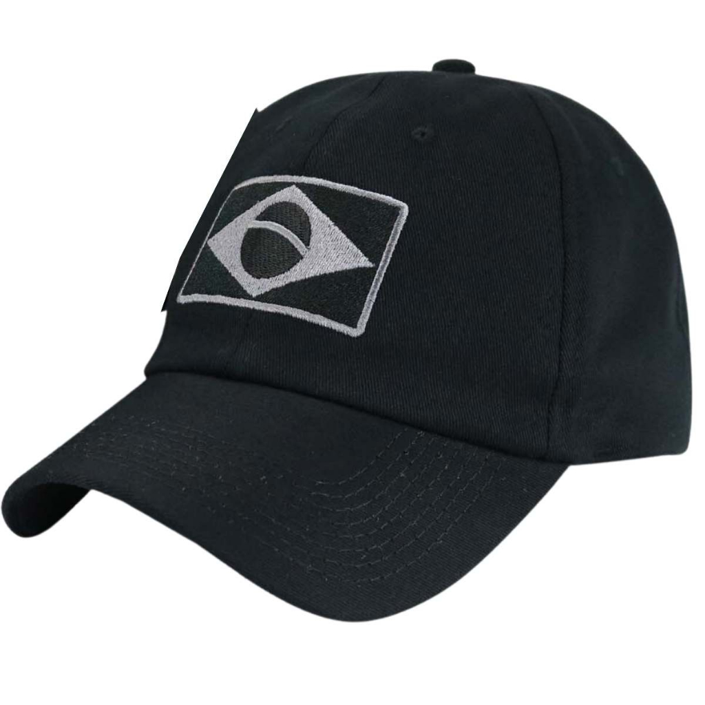 Boné Militar Bandeira Brasil Brasileira Bordada Patriota Preto Tático Cap Chapéu FAB FEB