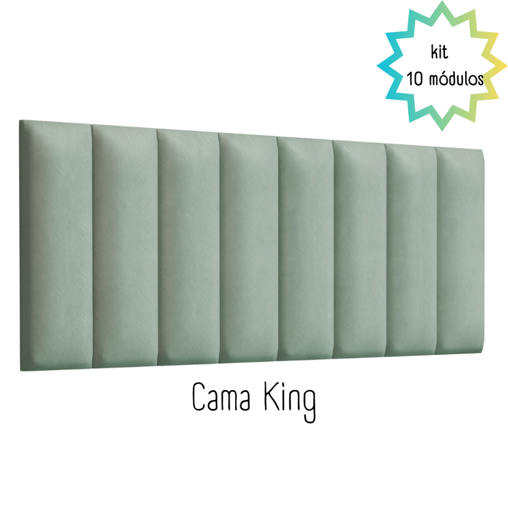 Cabeceira Casal King Kit Com 10 Módulos 200x45cm - Módulo Auto Adesivo Cores