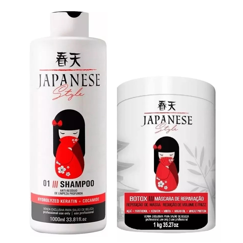 COMB 1 SHAMPOO PH8 1L + 1 BTX 1KG JAPONESA STYLE MARAVILHA DE CABELO