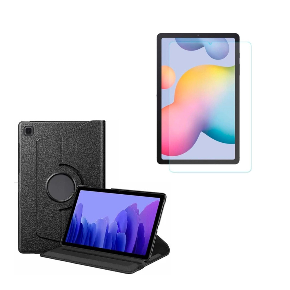 Kit Capa Tablet Tab S6 Lite + Pelicula 3D P610 / P615 Giratória Galaxy 10.4 Polegadas