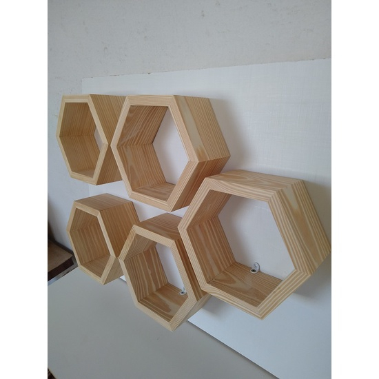 5 Nichos Colmeia Decorativos de Ambientes Madeira Pinus