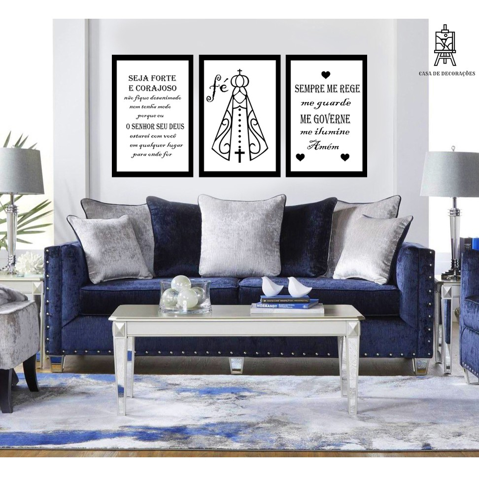 Kit Quadros Decorativos 3 Peças Mosaico Placa Religiosa Nossa Senhora Aparecida Fé Gratidão Amor Deus Salmo Conceitual Frase Sempre Me Rege Me Guarde Me Governa Me Ilumine Amém Seja Forte e Corajoso Abençoado Igreja em Oferta na Shopee