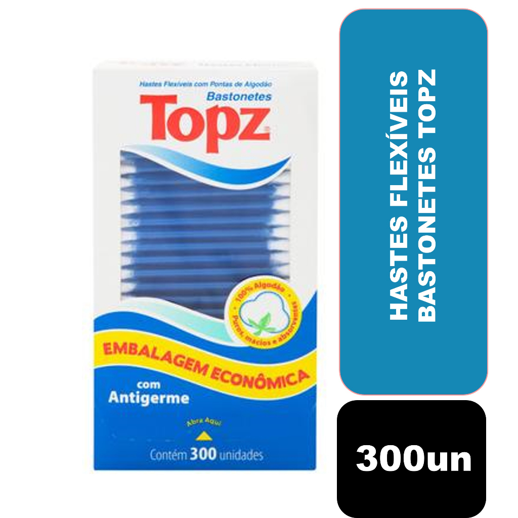 Hastes Flexíveis Bastonetes Topz 300 Unidades