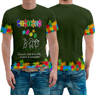 Camisa Adulta ou Infantil - Autismo Verde Quebra Cabeças em Oferta na Shopee