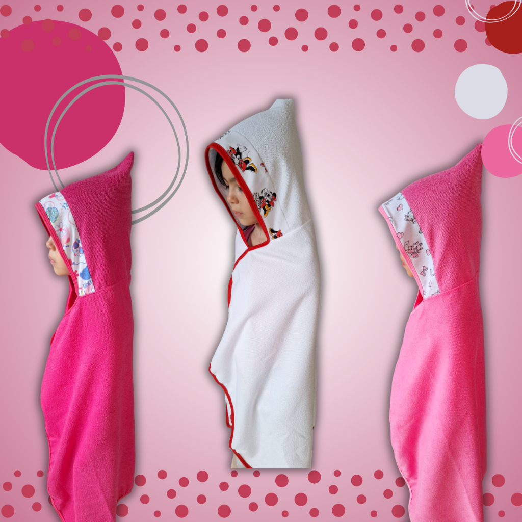 kit 2 Unidades Toalha de Banho Bebe com Capuz Gigante (0,90 m x 1,10 m) Infantil