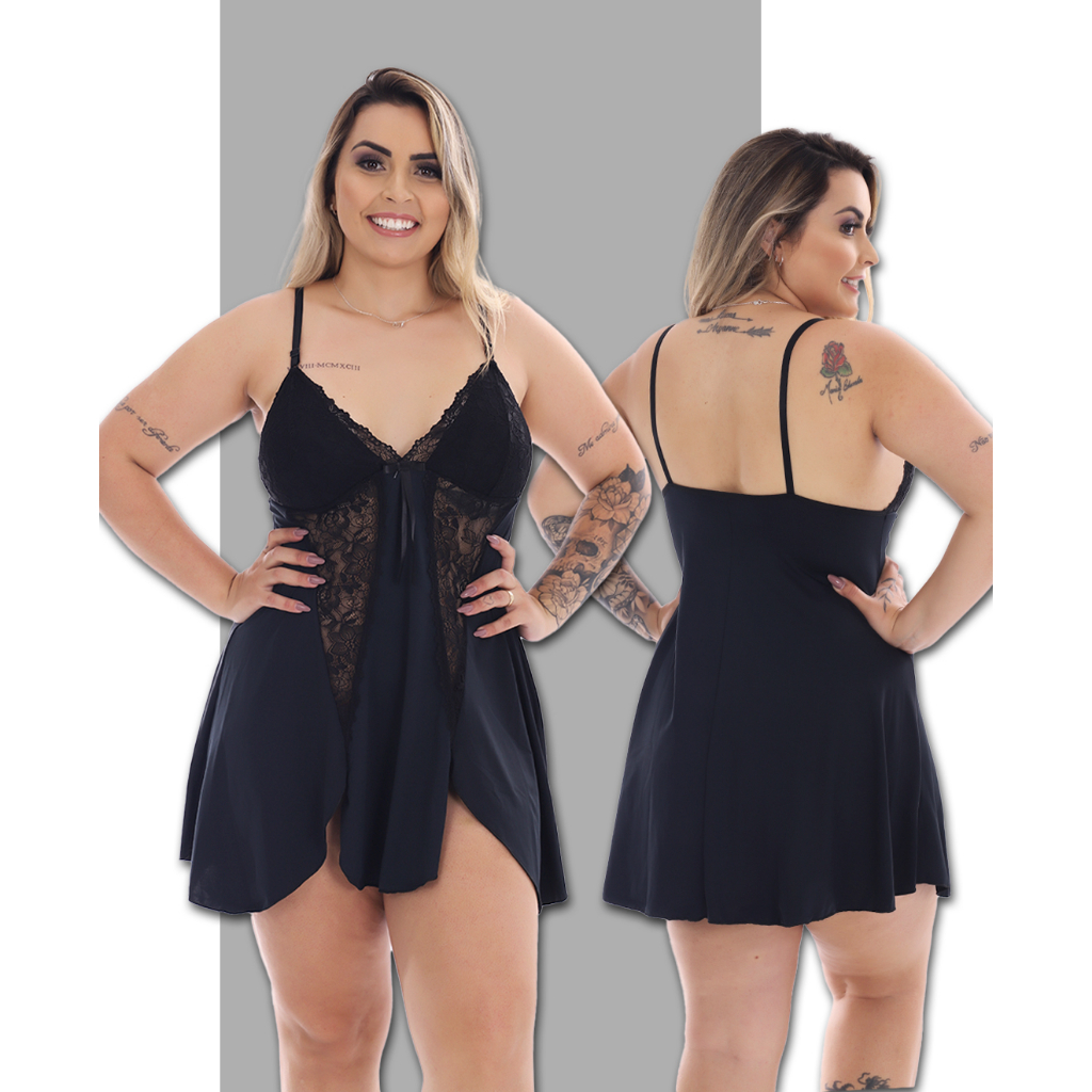 Camisola Plus Size Bia Com Renda Sexy Sensual Sem Bojo Do M ao 50