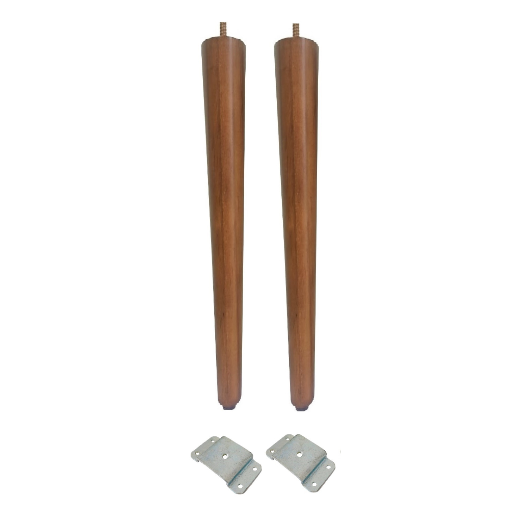 2 Pés Palito 60cm Parafuso 5/16 Madeira Pinus + 2 Chapinha Chapa Metal Reta - JT HOME