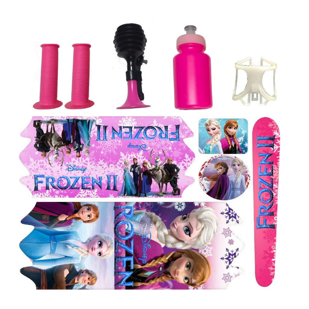 Kit Adesivo Bicicleta Infantil Buzina Manoplas Frozen Aro 16