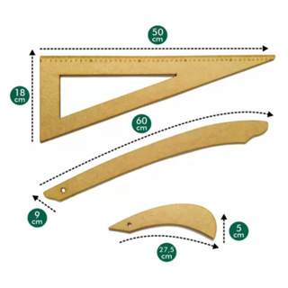 Kit para Costura e Modelagem 3 Peças  Réguas Curvas E Esquadro em Oferta na Shopee