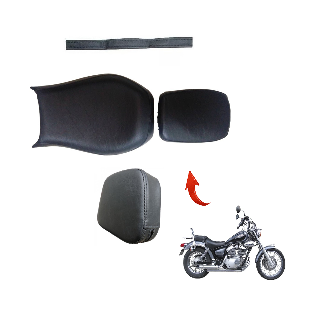 Kit - Capa Do Banco + Sissy Bar Com Cinta Yamaha Virago 250 - De 1994 a 2002 - 5 Cores