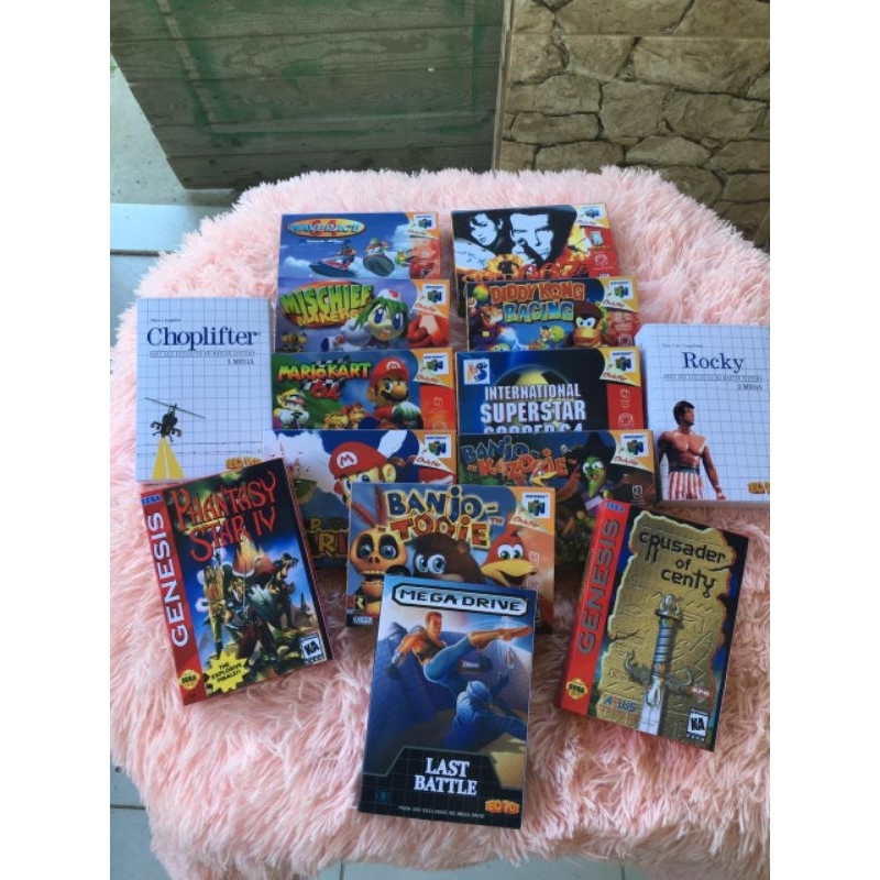 8 caixas repro n64 snes ou mega drive genesis