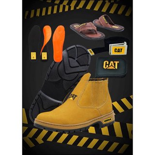 Kit Botina e Chinela em Couro Legitimo Caterpillar Cat com Cinto Carteira e Palmilha