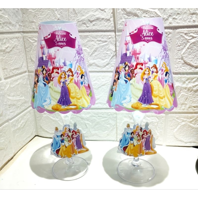 Centro de mesa Abajur com LED princesas / Kit  Lembrancinhas Abajur personalizados princesas