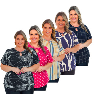 Kit 5 Blusinha Camiseta Blusa Feminina Moda Plus Size Curve Verão Evangélica Melhor Preço