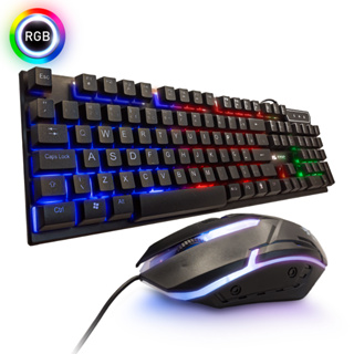 Kit Mouse e Teclado Gamer Semi Mecânico RGB Design Ergonômico em Oferta na Shopee