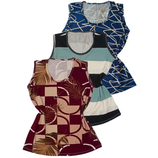 Kit 3 Blusinha Regata Feminina Plus Size G GG Verão Alça Larga Promoção