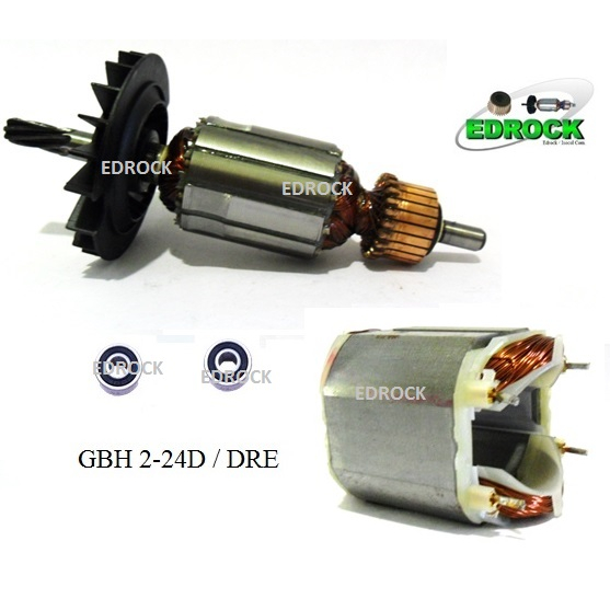 Induzido + Bobina em 110 Volts + Rolamentos para Bosch GBH 2-24 D / GBH 2-24 DRE / 11253 New