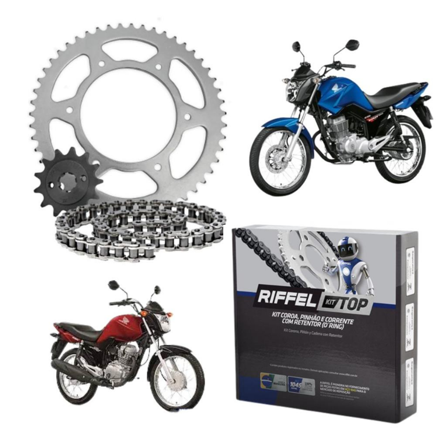 Kit Relacao Tração Transmissão Com Retentor Titan 150 Ks Es Esd 2004 à 2015 Original Riffel