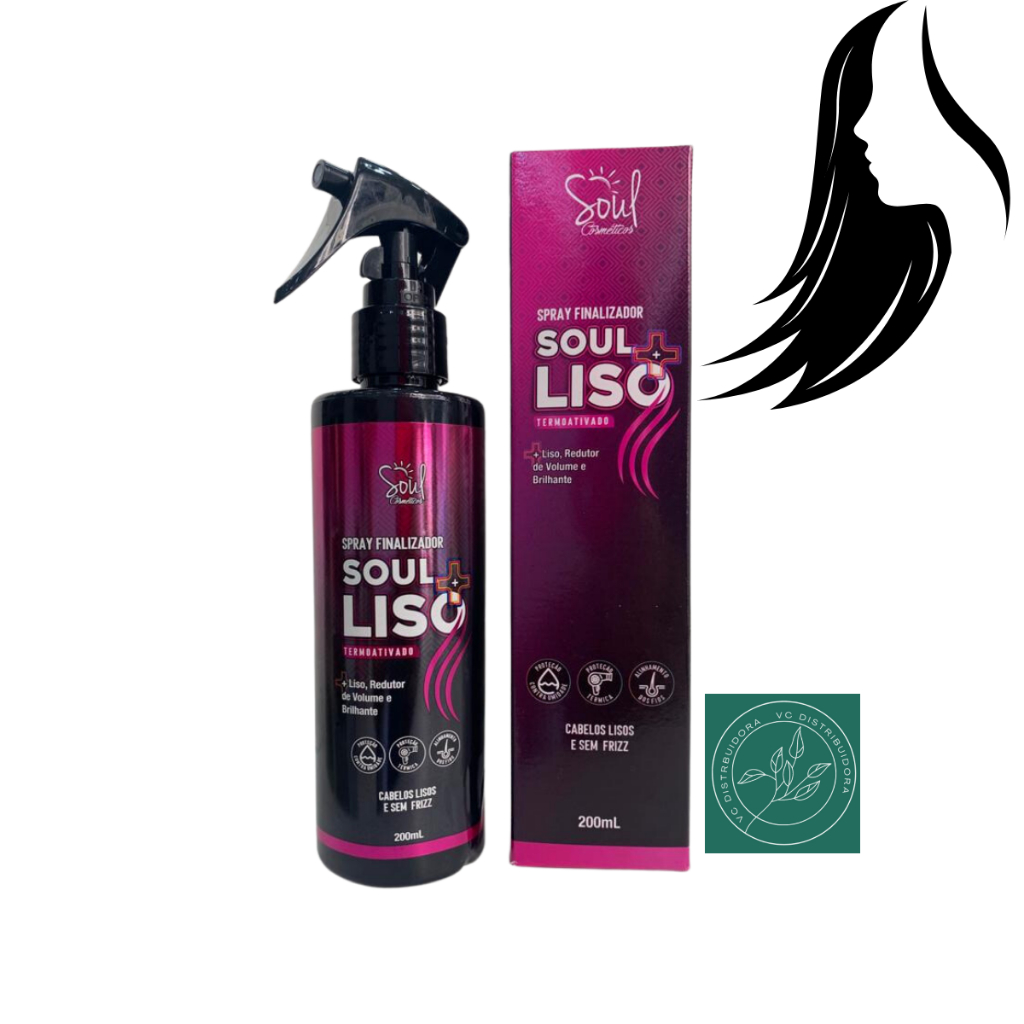 spray finalizador soul+liso protetor termico cabelo lisos e sem frizz 200 ml