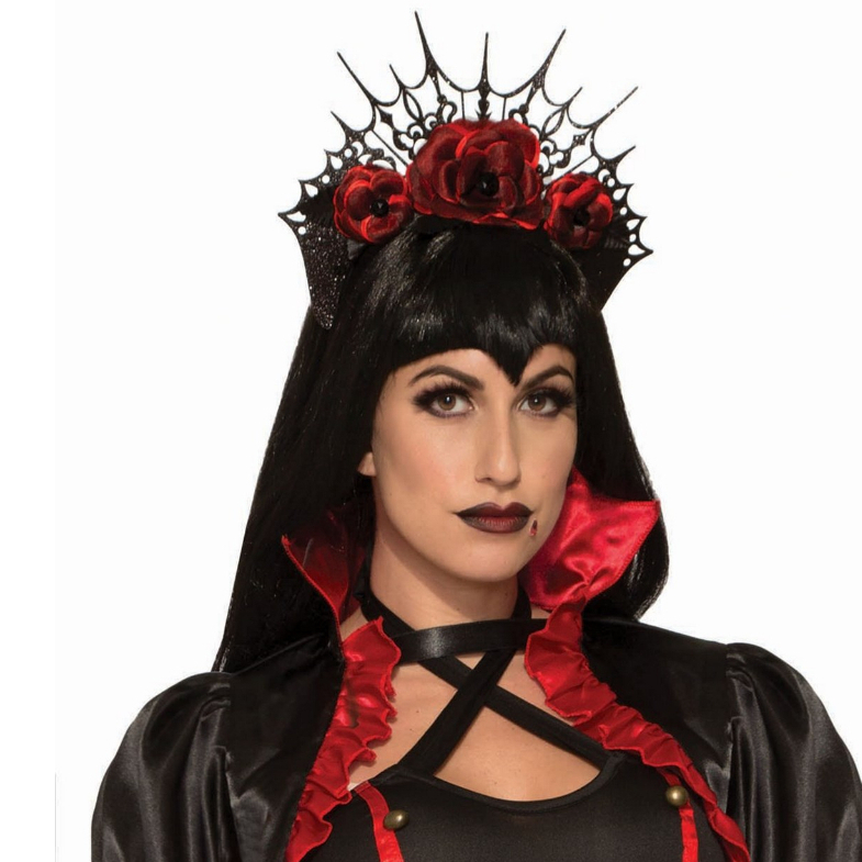 Tiara Halloween Vampiro Rosas Vermelhas Festa Fantasia Gótica - R83522