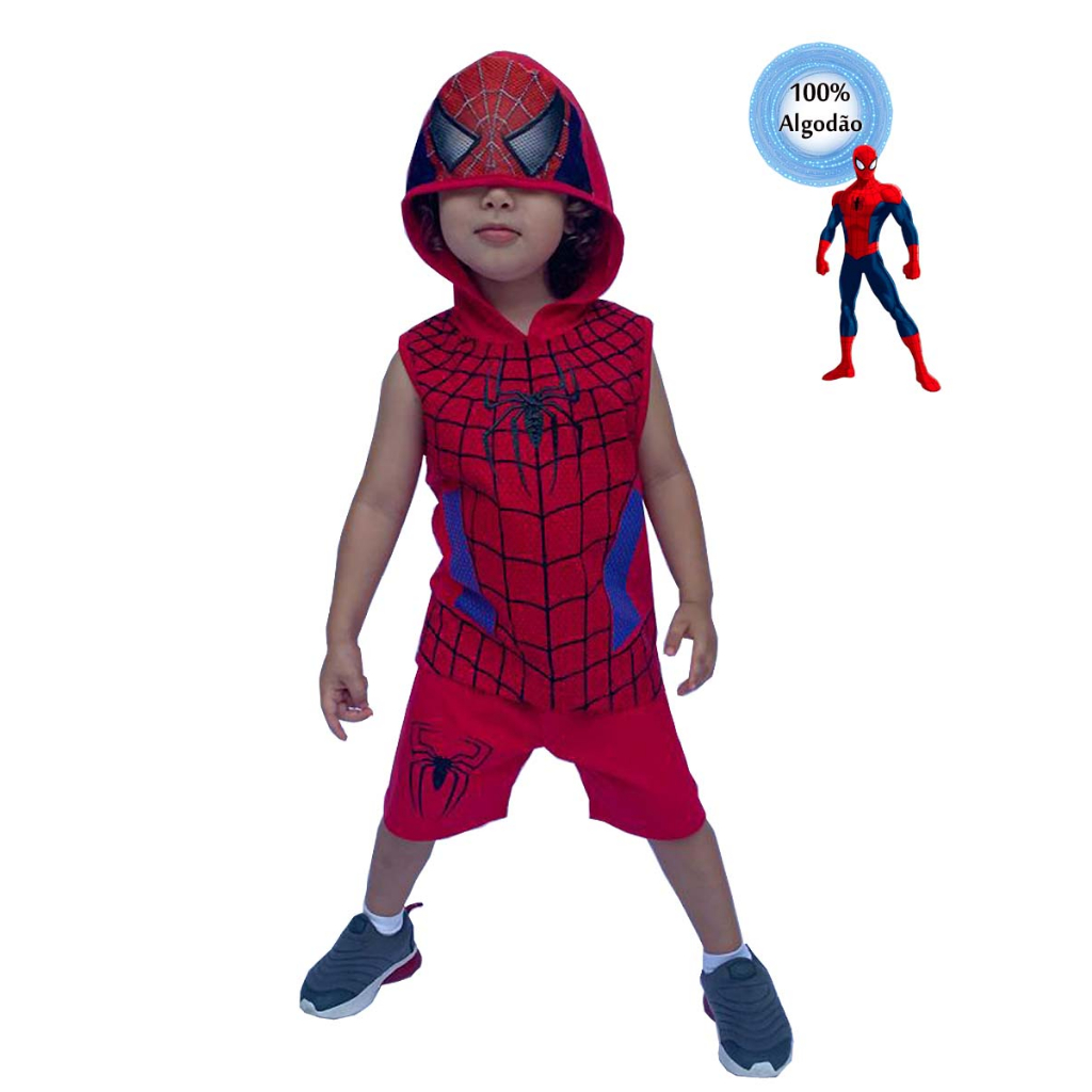 Conjunto INFANTIL Personagem Menino Camiseta E Shorts Do Homem Aranha